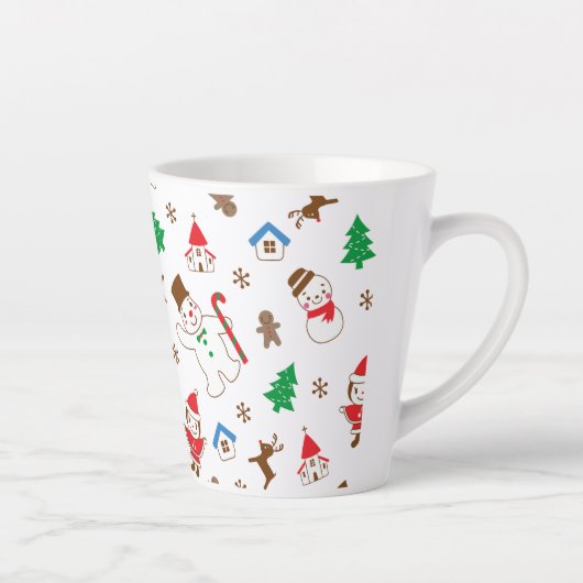 Christmas pattern icon santa tree happy gift latte mok (Rechts)
