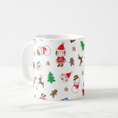 Christmas pattern icon santa tree happy gift Mug (Devant gauche)