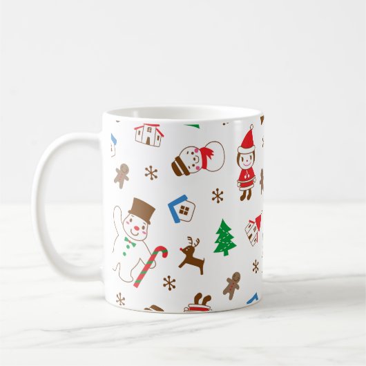 Christmas pattern icon santa tree happy gift Mug (Gauche)