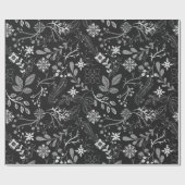 Christmas Pattern Silver White Wrapping Paper Cadeaupapier (Vlak)