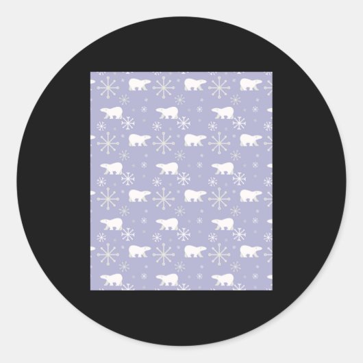 Christmas Pattern With Lar Bears And Snowflakes Ronde Sticker (Voorkant)