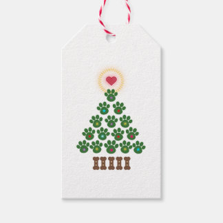 Christmas Paw Print Tree Gift Labels Cadeaulabel