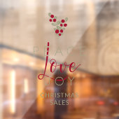 Christmas Peace Love Joy Holly Branches Quote Raamsticker (Vel 2)