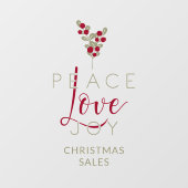 Christmas Peace Love Joy Holly Branches Quote Raamsticker (Vel)