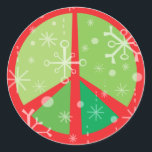 Christmas Peaces STICKERS<br><div class="desc">Nouveau signe de paix de Noël avec des flocons de neige.</div>