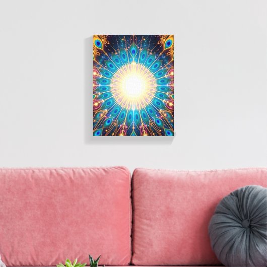 Christmas Peacock Frequency Premium Wrapped Canvas (Insitu (Woonkamer))