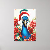 Christmas Peacock in Bloom Premium Wrapped Canvas (Voorkant)