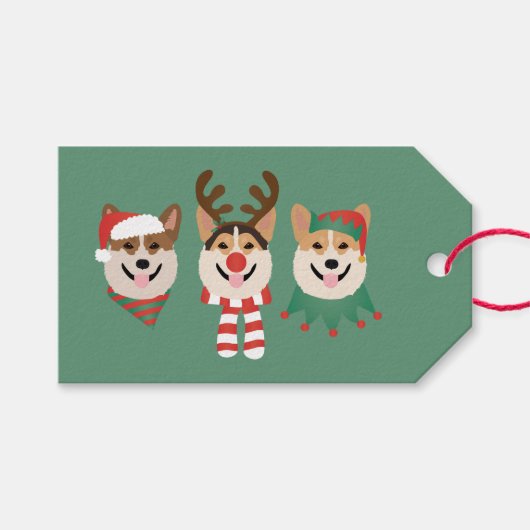 Christmas Pembroke Welsh Corgi Dogs Cadeaulabel (Voorkant (Horizontaal))