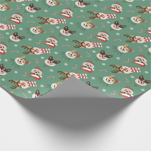Christmas Pembroke Welsh Corgi Dogs Cadeaupapier (Hoek)