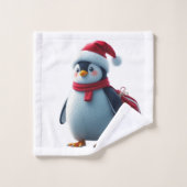 Christmas penguin bad handdoek (Wasdoekje)