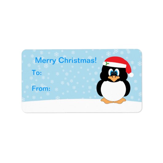 Christmas Penguin Gift Label Labels (Voorkant)