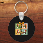 Christmas Penguin Stamp Collage Sleutelhanger (Voorkant)