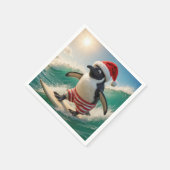 Christmas Penguin Surfing On an Ocean Wave Servet (Hoek)