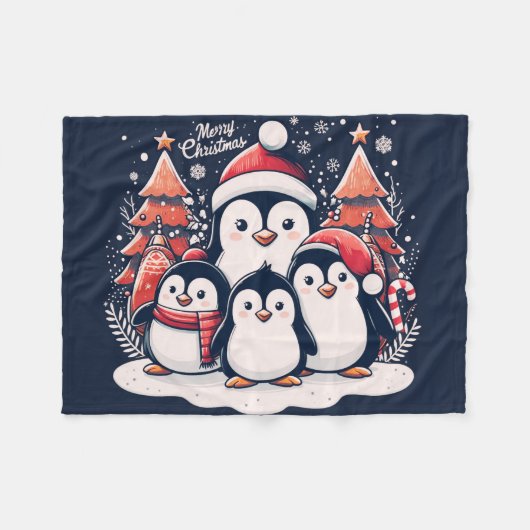 Christmas Penguin's van Rp Fleece Deken (Voorkant (Horizontaal))