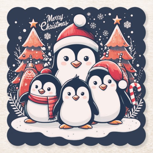 Christmas Penguin's van Rp Kartonnen Onderzetters (Voorkant)