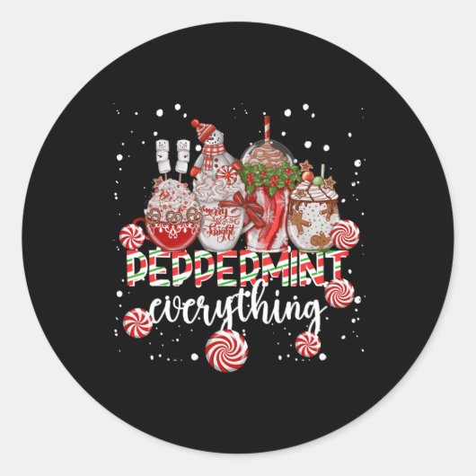 Christmas Peppermint Everything Coffee Chocolate M Ronde Sticker (Voorkant)