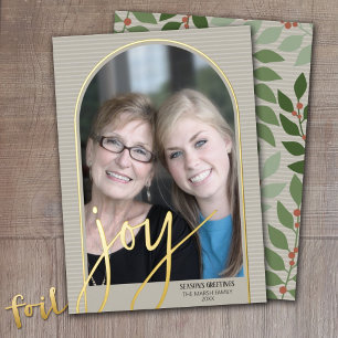Christmas Photo Arch Vertical - Botanical JOY Folie Feestdagenkaart