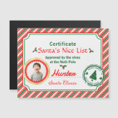 Christmas Photo Certificate Santa Nice List Magnet (Voorkant / Achterkant)