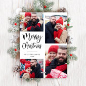 Christmas Photo Collage Modern Script Carte de vac