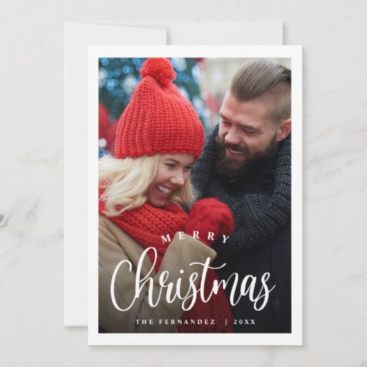Christmas Photo Collage Modern Script Carte de vac (Devant)