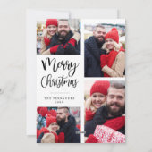 Christmas Photo Collage Modern Script Carte de vac (Dos)