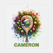 Christmas Pickleball Aangepaste naam Metalen Ornament (Achterkant)