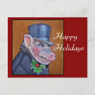 Christmas Pig Holiday Briefkaart