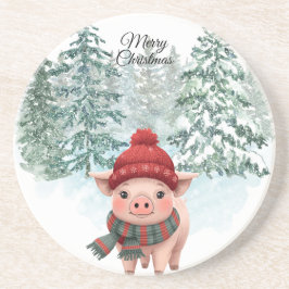 Christmas Pig Sandstone Coaster Zandsteen Onderzetter
