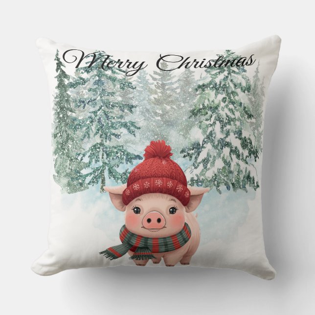 Christmas Pig Throw Pillow Kussen (Voorkant)