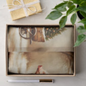 Christmas Pig & Tree Cart in Snow EN2L Decoupage Tissuepapier (Geschenk)