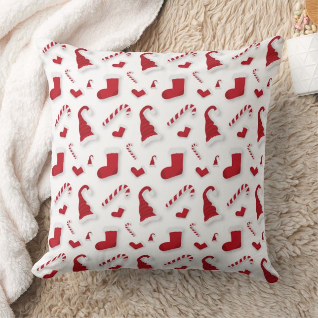Christmas Pillow with Hats, Stockings & Candy Cane Kussen (Deken)