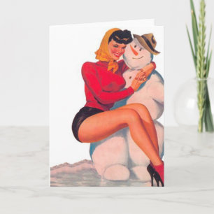 Christmas Pin-Up Girl en Classic Snow Man Kaart
