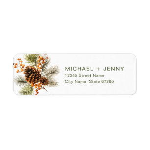 Christmas Pine Cone Retour Adreslabels Etiket