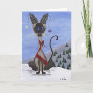 Christmas Pine Cone Siamese Feestdagen Kaart