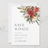 Christmas Pine Floral Save The Date Uitnodiging (Voorkant)