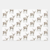 Christmas Pine Green Rustic Deer Inpakpapier Vel (Voorkant 3)
