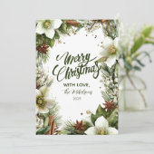 Christmas Pine Greenery Elegance Feestdagenkaart (Staand voorkant)