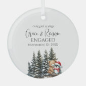 Christmas Pine Tree Beer Penguin Paar Verloving Glas Ornament (Voorkant)