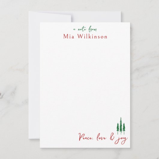 Christmas Pine Tree Note Kaart (Voorkant)