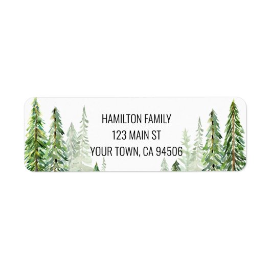 Christmas Pine Trees Retouradres Label (Voorkant)