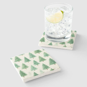 Christmas Pine Trees Stone Onderzetter - Modern