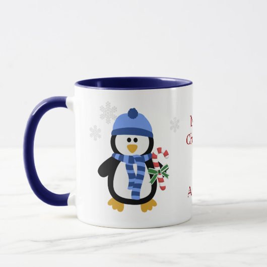 Christmas Pinguin Blauw Mok (Links)