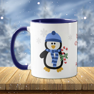 Christmas Pinguin Blauw Mok
