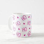 Christmas Pink and White Coffee Mug Ho Ho Ho Heart (Devant gauche)