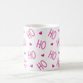 Christmas Pink and White Coffee Mug Ho Ho Ho Heart (Centre)