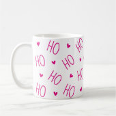 Christmas Pink and White Coffee Mug Ho Ho Ho Heart (Gauche)