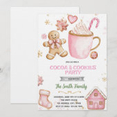 Christmas pink Cookies and Cocoa invitation Kaart (Voorkant / Achterkant)