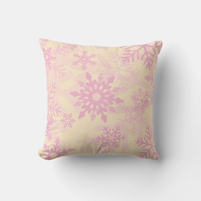 Christmas Pink Dancing Snowflakes  Pillow Kussen (Voorkant)