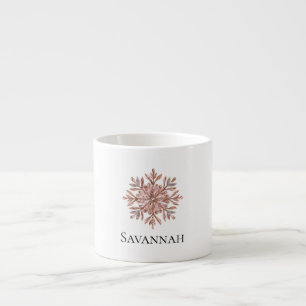 Christmas Pink Rose Gold Snowflake Naam Espresso Kop