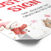 Christmas Pink Santa Winter Birthday Custom Sign Poster (Hoek)